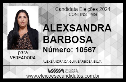 Candidato ALEXSANDRA BARBOSA 2024 - CONFINS - Eleições