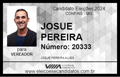 Candidato JOSUE PEREIRA 2024 - CONFINS - Eleições