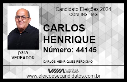 Candidato CARLOS HENRIQUE 2024 - CONFINS - Eleições