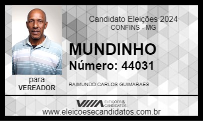 Candidato MUNDINHO 2024 - CONFINS - Eleições