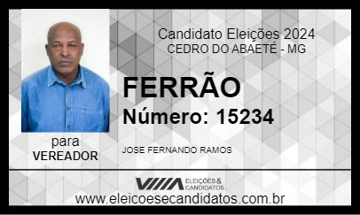 Candidato FERRÃO 2024 - CEDRO DO ABAETÉ - Eleições