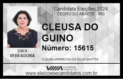 Candidato CLEUSA DO GUINO 2024 - CEDRO DO ABAETÉ - Eleições