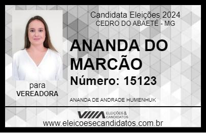 Candidato ANANDA DO MARCÃO 2024 - CEDRO DO ABAETÉ - Eleições