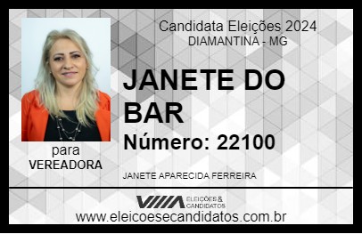 Candidato JANETE DO BAR 2024 - DIAMANTINA - Eleições