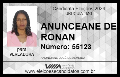 Candidato ANUNCEANE DE RONAN 2024 - URUCUIA - Eleições