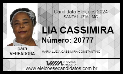 Candidato LIA CASSIMIRA 2024 - SANTA LUZIA - Eleições