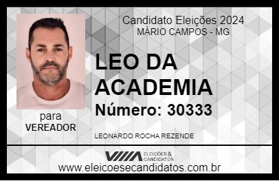 Candidato LEO DA ACADEMIA 2024 - MÁRIO CAMPOS - Eleições