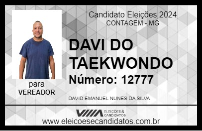 Candidato DAVI DO TAEKWONDO 2024 - CONTAGEM - Eleições