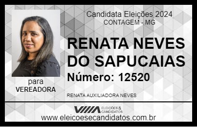 Candidato RENATA NEVES DO SAPUCAIAS 2024 - CONTAGEM - Eleições