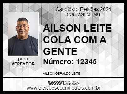 Candidato AILSON LEITE COLA COM A GENTE 2024 - CONTAGEM - Eleições