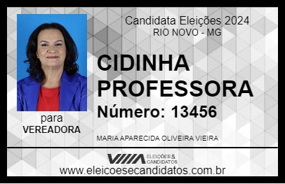 Candidato CIDINHA PROFESSORA 2024 - RIO NOVO - Eleições