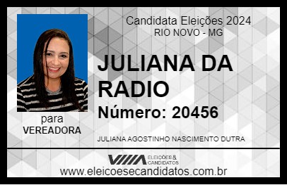 Candidato JULIANA DA RADIO 2024 - RIO NOVO - Eleições