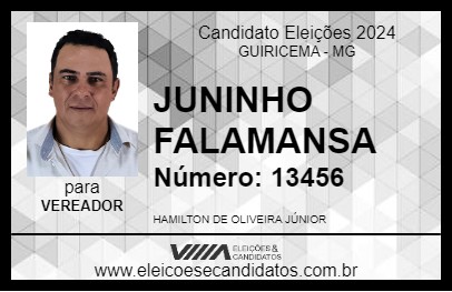 Candidato JUNINHO FALAMANSA 2024 - GUIRICEMA - Eleições