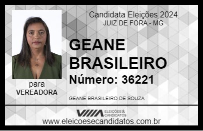 Candidato GEANE BRASILEIRO 2024 - JUIZ DE FORA - Eleições