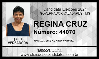 Candidato REGINA CRUZ 2024 - GOVERNADOR VALADARES - Eleições