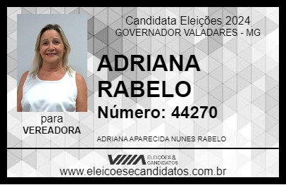 Candidato ADRIANA RABELO 2024 - GOVERNADOR VALADARES - Eleições