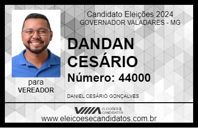 Candidato DANDAN CESÁRIO 2024 - GOVERNADOR VALADARES - Eleições