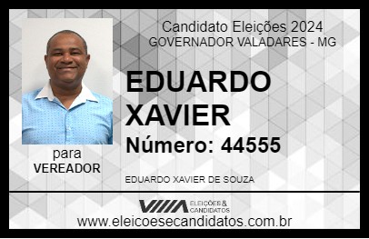 Candidato EDUARDO XAVIER 2024 - GOVERNADOR VALADARES - Eleições