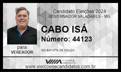 Candidato CABO ISÁ 2024 - GOVERNADOR VALADARES - Eleições