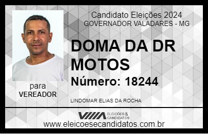 Candidato DOMA DA DR MOTOS 2024 - GOVERNADOR VALADARES - Eleições