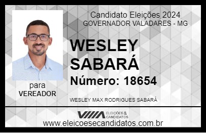 Candidato WESLEY SABARÁ 2024 - GOVERNADOR VALADARES - Eleições