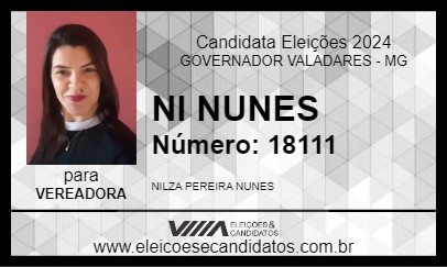 Candidato NI NUNES 2024 - GOVERNADOR VALADARES - Eleições