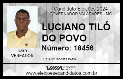 Candidato LUCIANO TILÓ DO POVO 2024 - GOVERNADOR VALADARES - Eleições