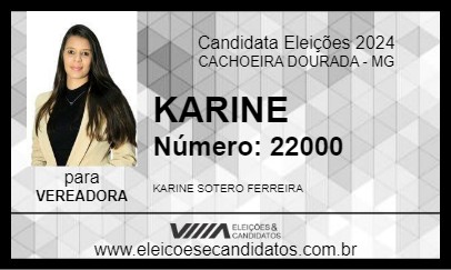 Candidato KARINE 2024 - CACHOEIRA DOURADA - Eleições