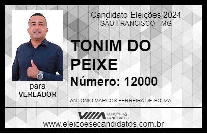 Candidato TONIM DO PEIXE 2024 - SÃO FRANCISCO - Eleições