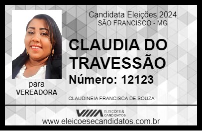 Candidato CLAUDIA DO TRAVESSÃO 2024 - SÃO FRANCISCO - Eleições