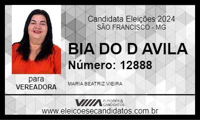 Candidato BIA DO D AVILA 2024 - SÃO FRANCISCO - Eleições