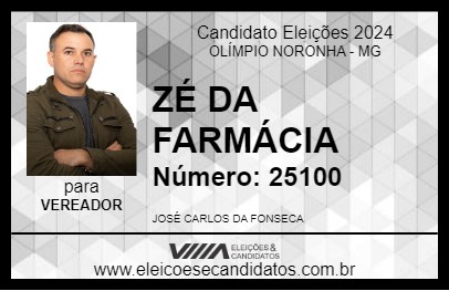 Candidato ZÉ DA FARMÁCIA 2024 - OLÍMPIO NORONHA - Eleições