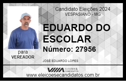 Candidato EDUARDO DO ESCOLAR 2024 - VESPASIANO - Eleições