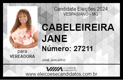 Candidato CABELEIREIRA JANE 2024 - VESPASIANO - Eleições