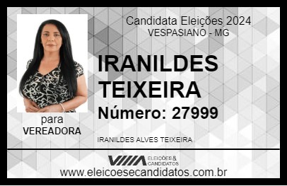 Candidato IRANILDES TEIXEIRA 2024 - VESPASIANO - Eleições