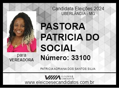 Candidato PASTORA PATRICIA DO SOCIAL 2024 - UBERLÂNDIA - Eleições