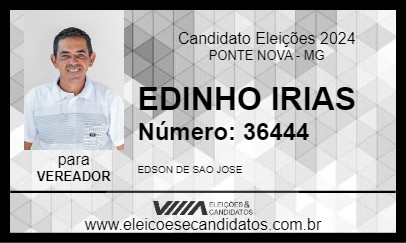 Candidato EDINHO IRIAS 2024 - PONTE NOVA - Eleições