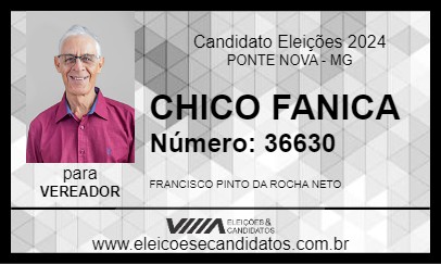 Candidato CHICO FANICA 2024 - PONTE NOVA - Eleições