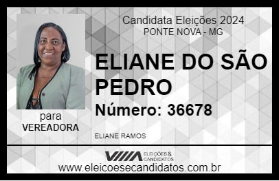 Candidato ELIANE DO SÃO PEDRO 2024 - PONTE NOVA - Eleições