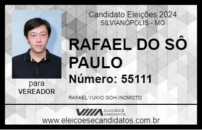 Candidato RAFAEL DO SÔ PAULO 2024 - SILVIANÓPOLIS - Eleições