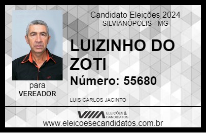 Candidato LUIZINHO DO ZOTI 2024 - SILVIANÓPOLIS - Eleições