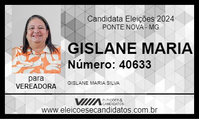 Candidato GISLANE MARIA 2024 - PONTE NOVA - Eleições