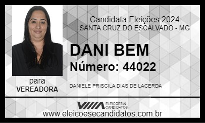 Candidato DANI BEM 2024 - SANTA CRUZ DO ESCALVADO - Eleições