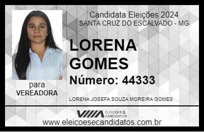 Candidato LORENA GOMES 2024 - SANTA CRUZ DO ESCALVADO - Eleições