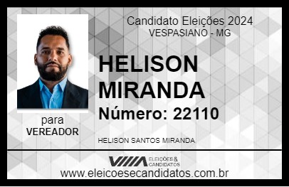 Candidato HELISON MIRANDA 2024 - VESPASIANO - Eleições