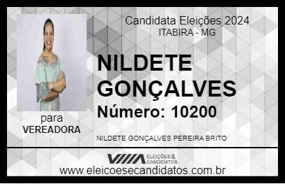 Candidato NILDETE GONÇALVES 2024 - ITABIRA - Eleições