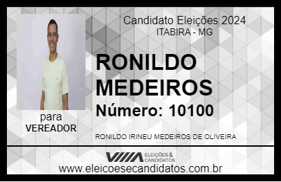 Candidato RONILDO MEDEIROS 2024 - ITABIRA - Eleições