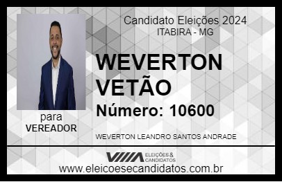 Candidato WEVERTON VETÃO 2024 - ITABIRA - Eleições