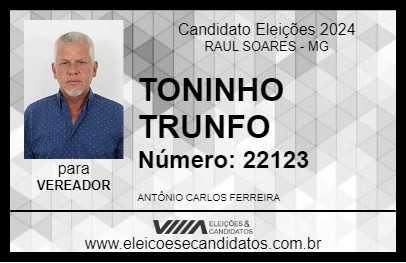 Candidato TONINHO TRUNFO 2024 - RAUL SOARES - Eleições