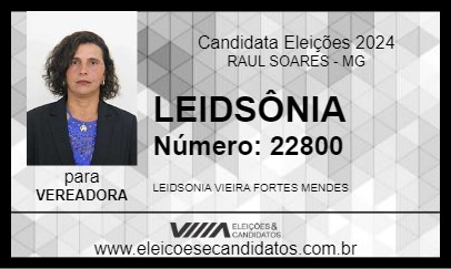 Candidato LEIDSÔNIA 2024 - RAUL SOARES - Eleições